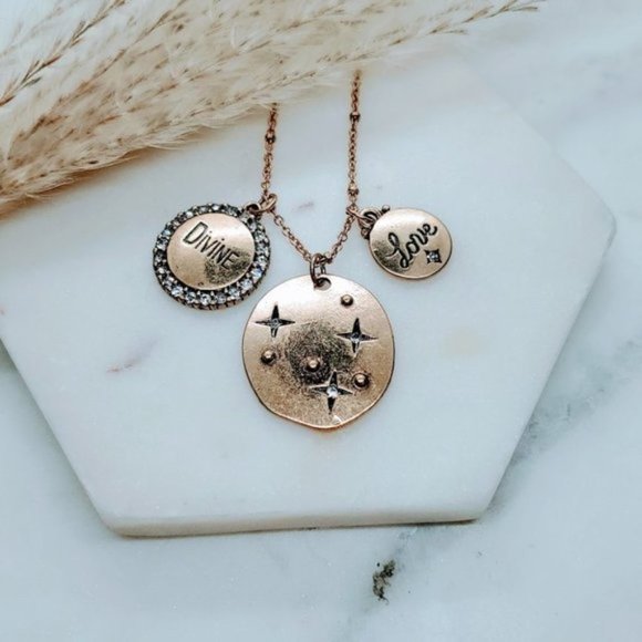 Gold Color Divine Love Charm Necklace - Picture 4 of 5